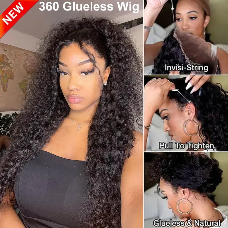 360 Lace Water Wave Invisi Draw String Wear Go Wig Pre-Bleached Pre-Cut Lace Glueless Wig | BGMgirl Hair