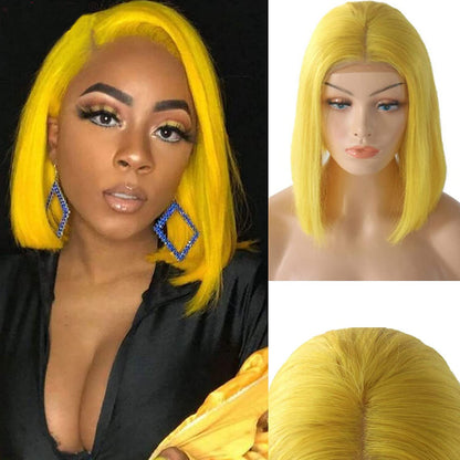 New In --Yellow Short Bob Wig 13x4 HD Lace Front Wigs Pre Plucked Glueless Wig