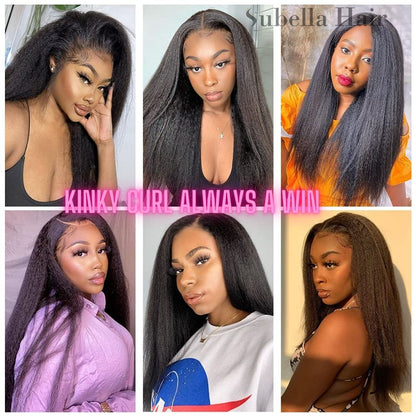 7X5 Pre Cut HD Lace Closure Wigs Glueless Kinky Straight Human Hair Wigs With Deep Part
