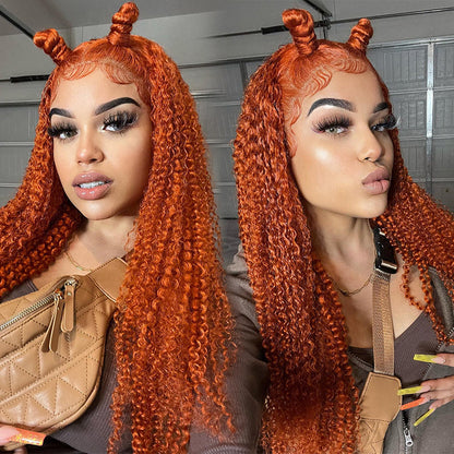 Orange Ginger Color 13x4/13x6 HD Lace Front Wigs Curly Human Hair Wig